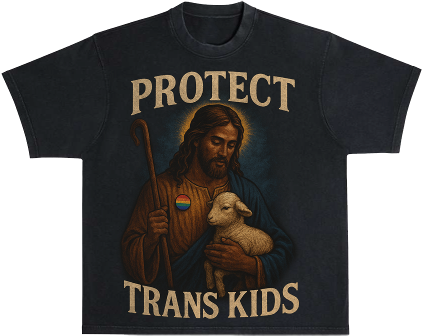 Protect Trans Kids Unisex Oversized Heavy Weight Tee - Vintage Black